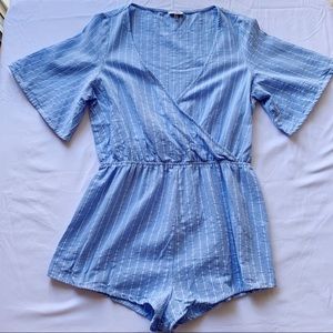 TOBI | blue and white pinstriped romper